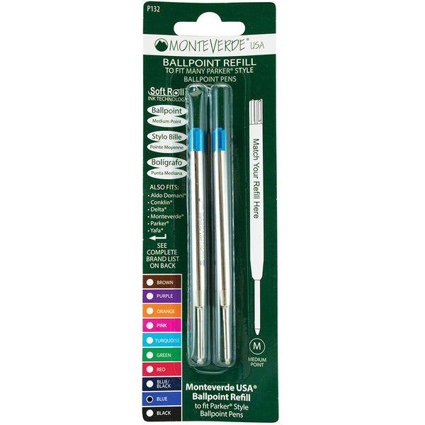 Monteverde Ballpoint refill to fit Parker pen Blue Medium 2/pack