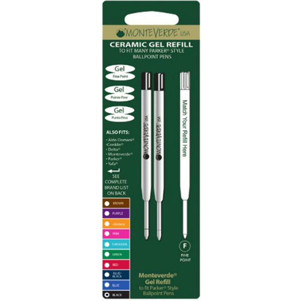 Monteverde Capless Ceramic Gel Parker Style Ballpoint refill Black Fine