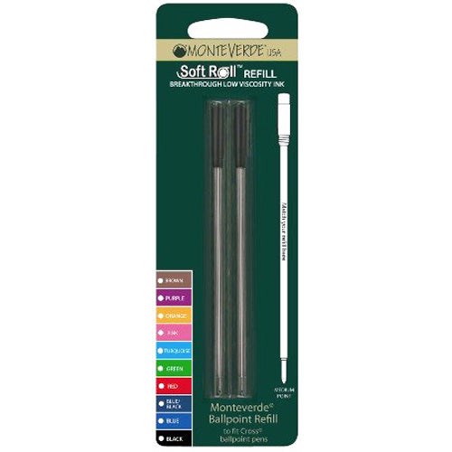 Monteverde Ballpoint refill to fit Cross pen - Black Medium 2 per pack