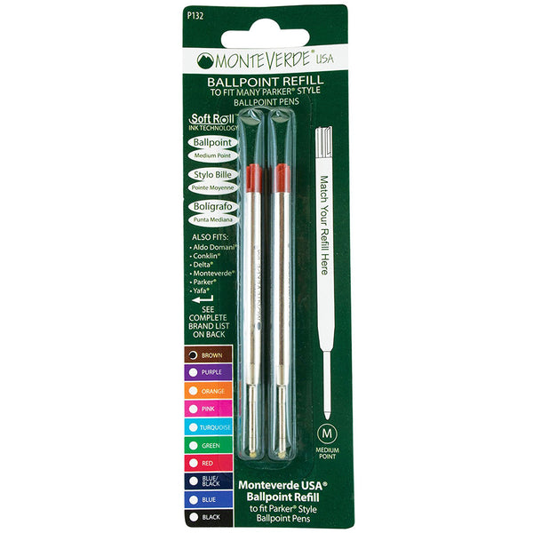 Monteverde Ballpoint refill to fit Parker pen Brown Medium 2/pack