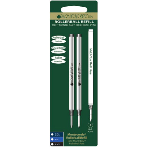 Monteverde Rollerball Refill to fit Montblanc pen - Black Medium 2/pack