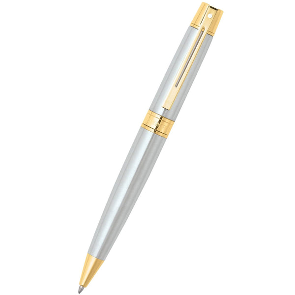 Sheaffer 300 Brushed Chrome w/ Gold Trim Ballpoint Pen